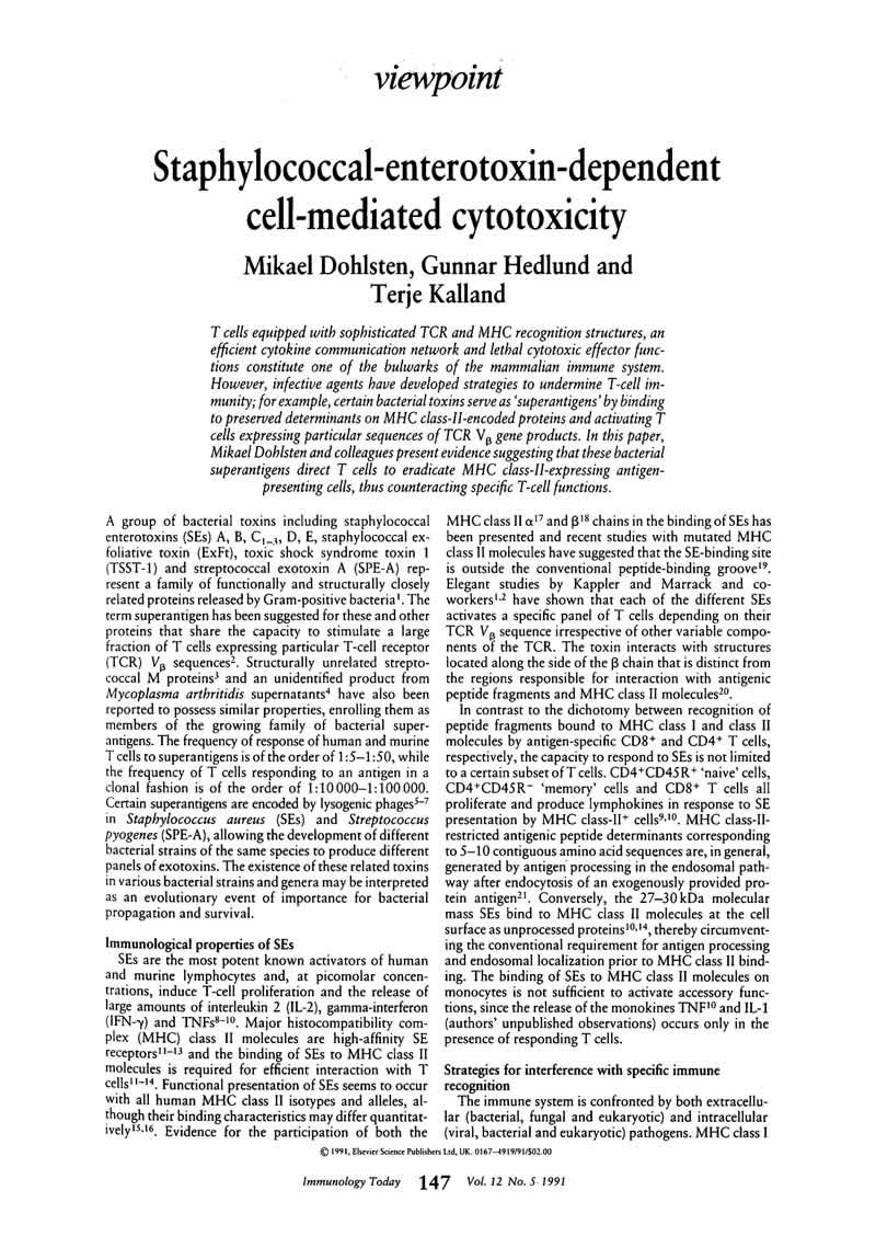 Staphylococcal-enterotoxin-dependent cell-mediated cytotoxicity